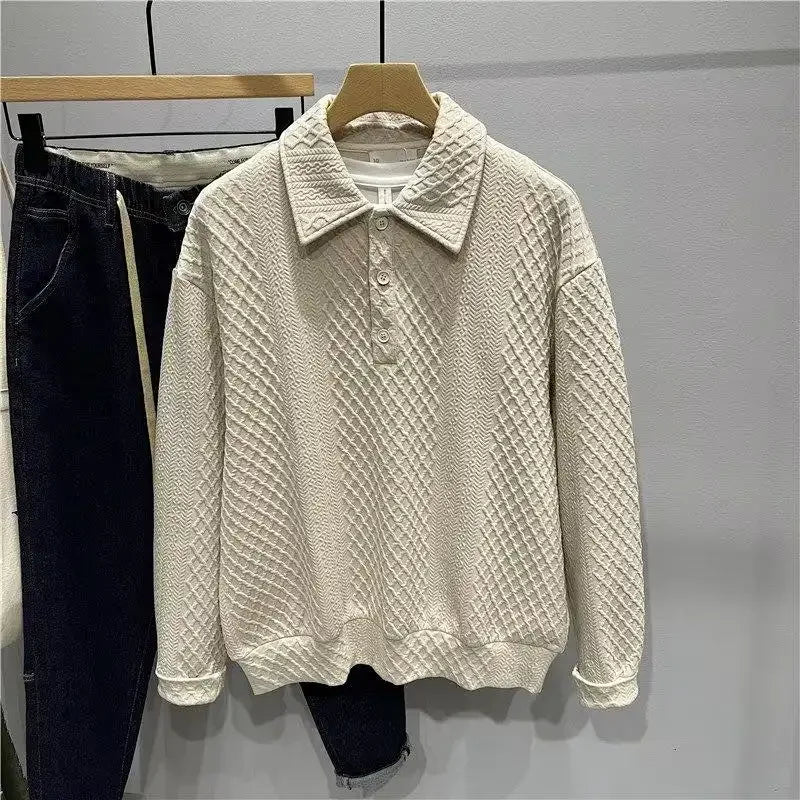 Sweatshirt Men's Loose Long-sleeved T-shirt Early Autumn New Knitted Handsome Polo Shirt Hoodies - Acros