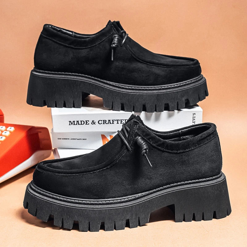 Men's Shoes 2025 Autumn New Style High-heel Thick-soled Loafers, Durable and Retro Casual Shoes, Everyday Street Trend Sneakers - Acros