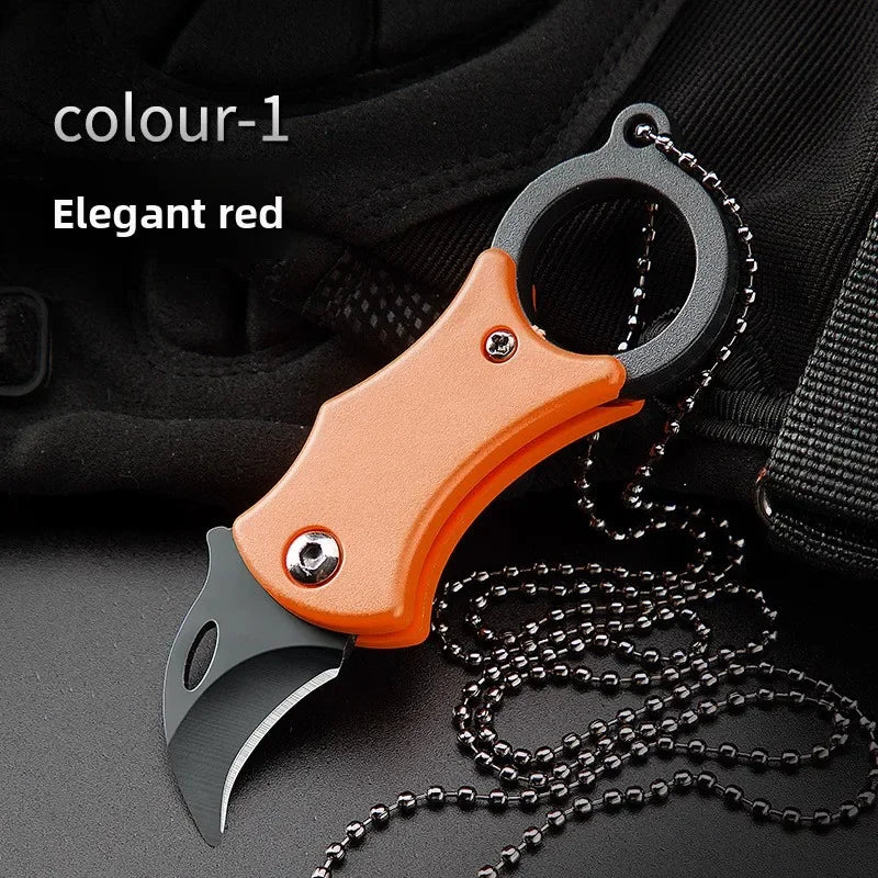 NEW Keychain Pocket Stainless Steel Camping Small Mini Portable Knife Peeler Fixed Blade Multi EDC Tool with Chain - Acros