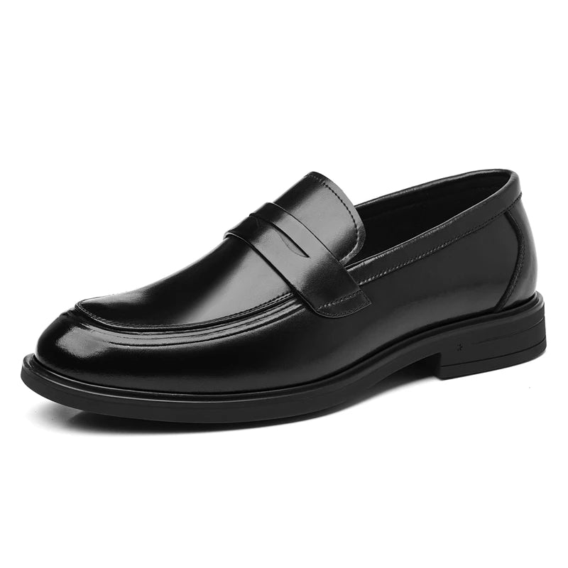 Men's Formal Leather Loafers Italian Style Slip-on Stylish Elegant Business Shoes Comfortable Lightweight Office Dress Shoes - Acros