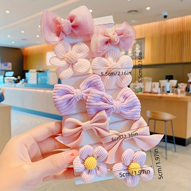 10 Pieces Of Cute And Sweet Style Bow Flower Design, Strong Elasticity, Does Not Damage Hair, Suitable For Ponytail Hair Accesso - Acros
