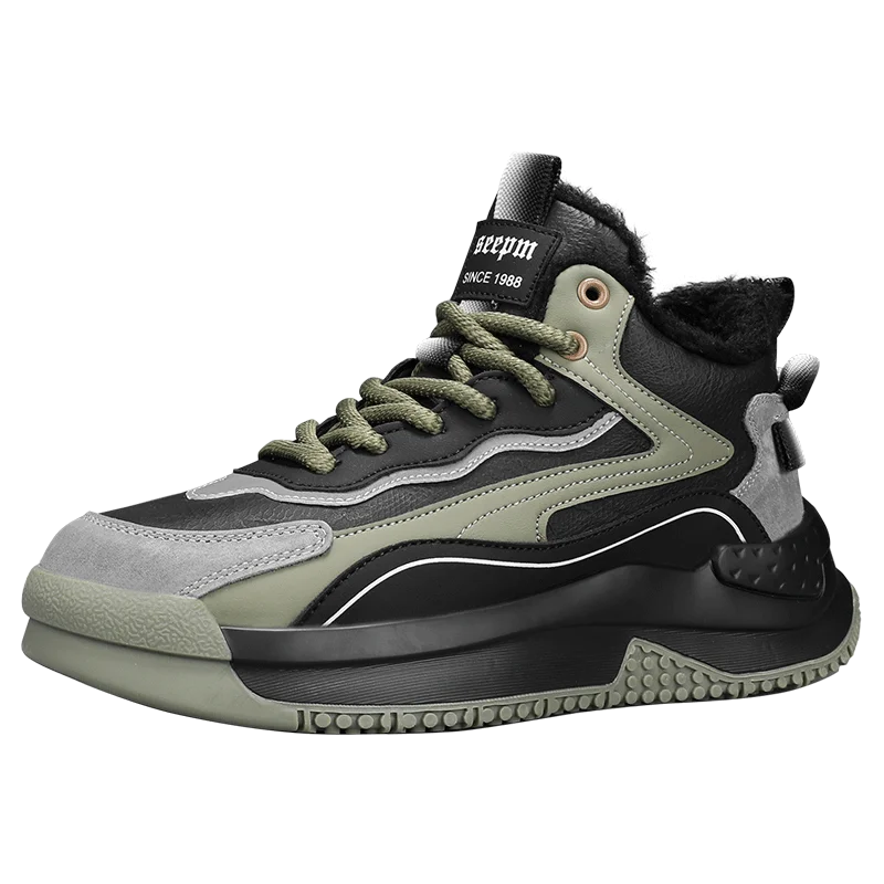 Men's Ansoff winter tooling boots with non-slip soles, round toe, cotton lining, ankle height, and durable outdoor design.