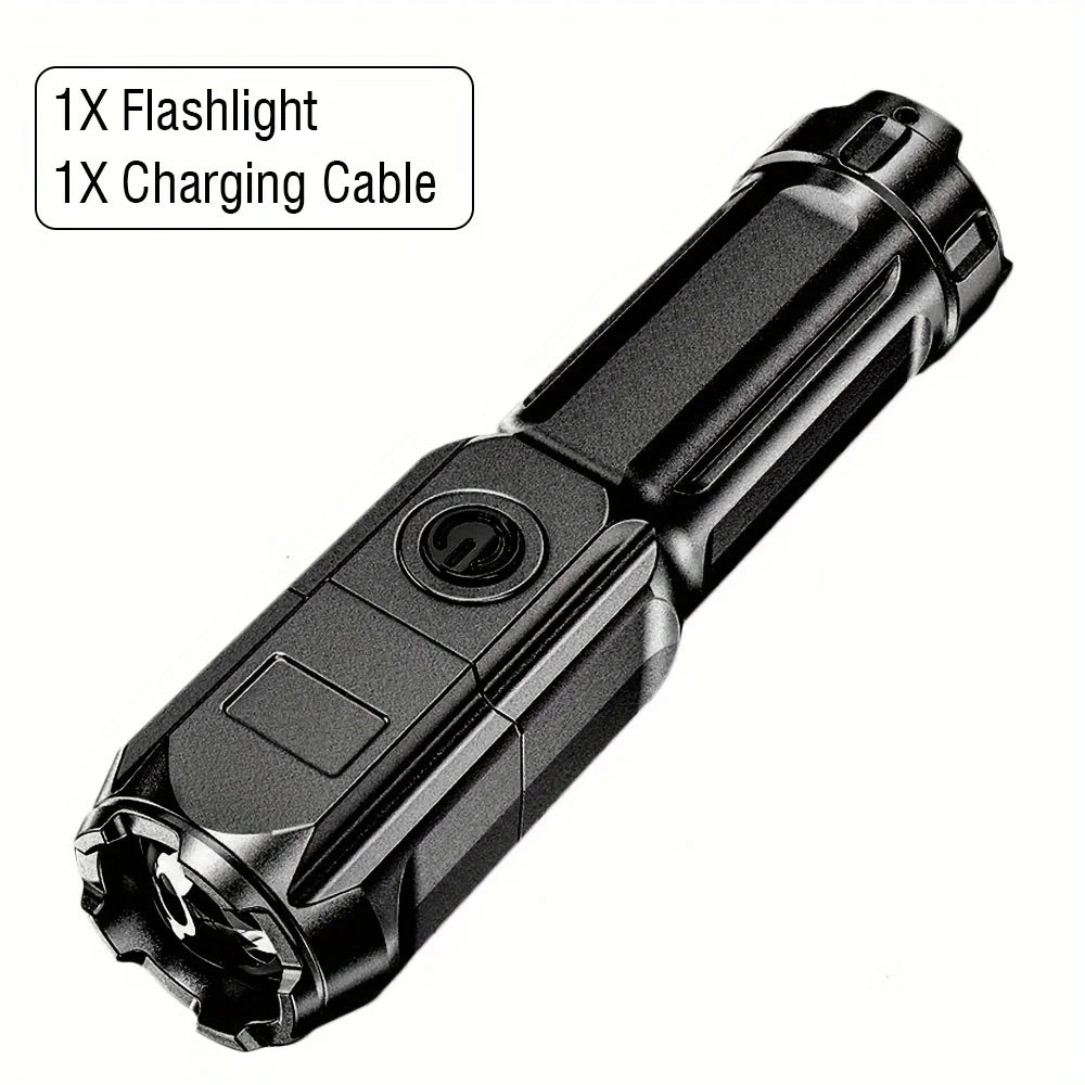 Ansoff portable UV395NM flashlight with zoomable design, three modes, used for camping, pet inspection, and fluorescent detection.