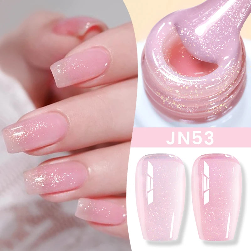 BORN PRETTY Jelly Nude Gel Nail Polish 10ml Light Pink Peach Translucent Color UV Light Cure Gel Varnish Nail Art DIY at Home - Acros