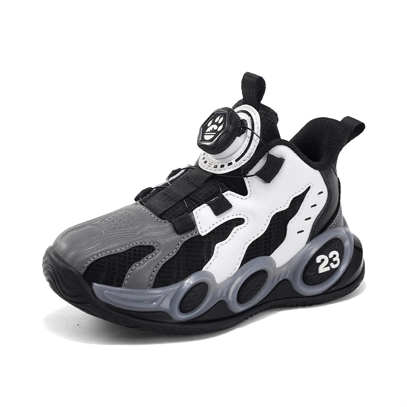 Ansoff kids' high-top fashion basketball shoes with PU leather, casual sporty design for boys and girls, comfortable gym trainers