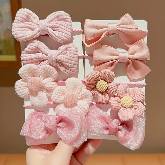 10 Pieces Of Cute And Sweet Style Bow Flower Design, Strong Elasticity, Does Not Damage Hair, Suitable For Ponytail Hair Accesso - Acros