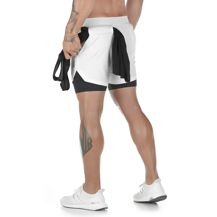 Ansoff men's camo running shorts with 2-in-1 design, quick-dry fabric, suitable for gym, jogging, and workout training.