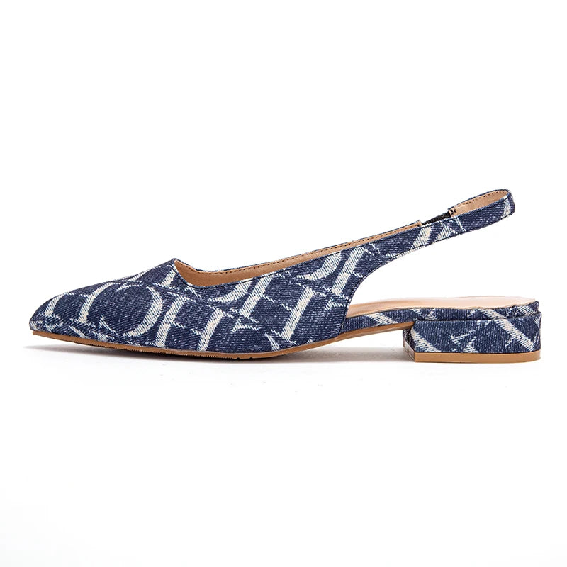 Classic Style Fashion Women's Heeled Single Shoes Wear Comfortable Letter Print Design Retro Versatile - Acros
