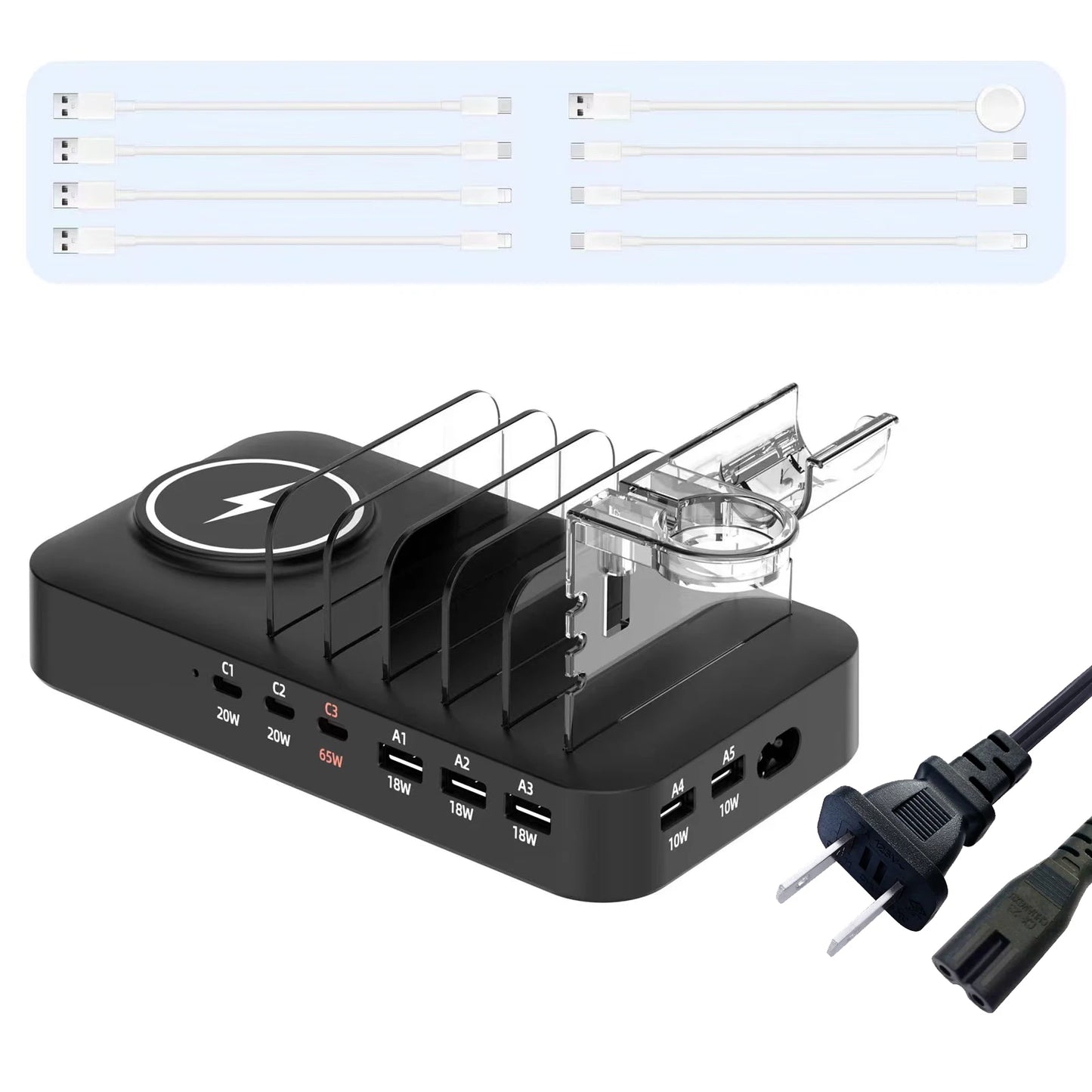 Multifunctional Charger 9in1 Wireless Charger For Mobile Phones Watches Headphones Multi Port Charger Fast Charger