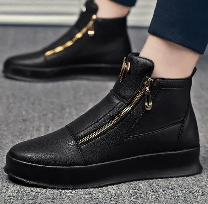 High Top Casual Shoes for Men Brand Ankle Boots Fashion White Men Skateboard Shoes Luxury Platform Sport Shoes Leather Men Boots - Acros