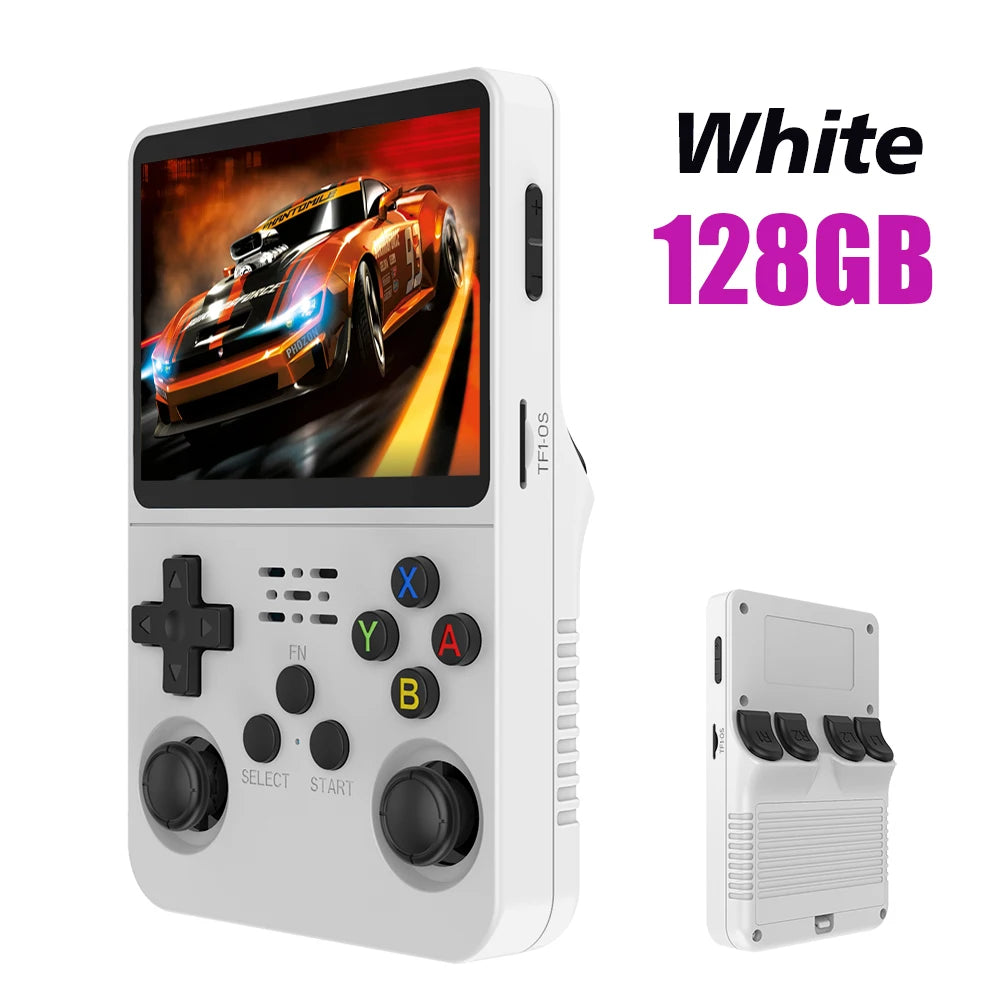Ansoff 128GB R36S Retro handheld video game console with 3.5-inch IPS screen and classic game interface.