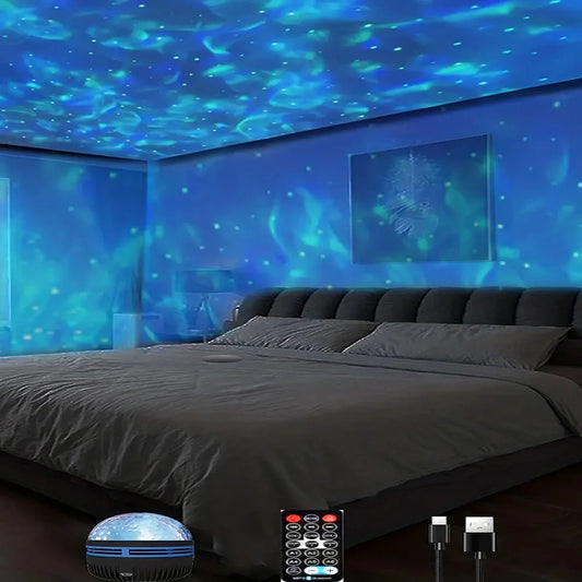 1pc Star Projector, Galaxy Projector, Water Ocean Wave Projector For Bedroom Night Light  Room Decor With 7-Colors Patterns - Acros