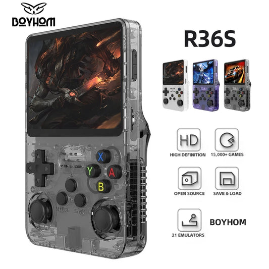 Ansoff 128GB R36S Retro handheld video game console with 3.5-inch IPS screen, portable design, and built-in classic games.