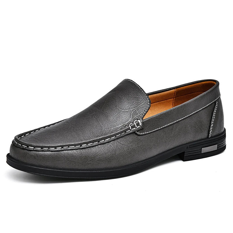 Genuine Leather Men's Retro Shoes Office Formal Slip-on Moccasins for Wedding Parties Breathable Mesh Lazy Loafers Driver Shoes - Acros