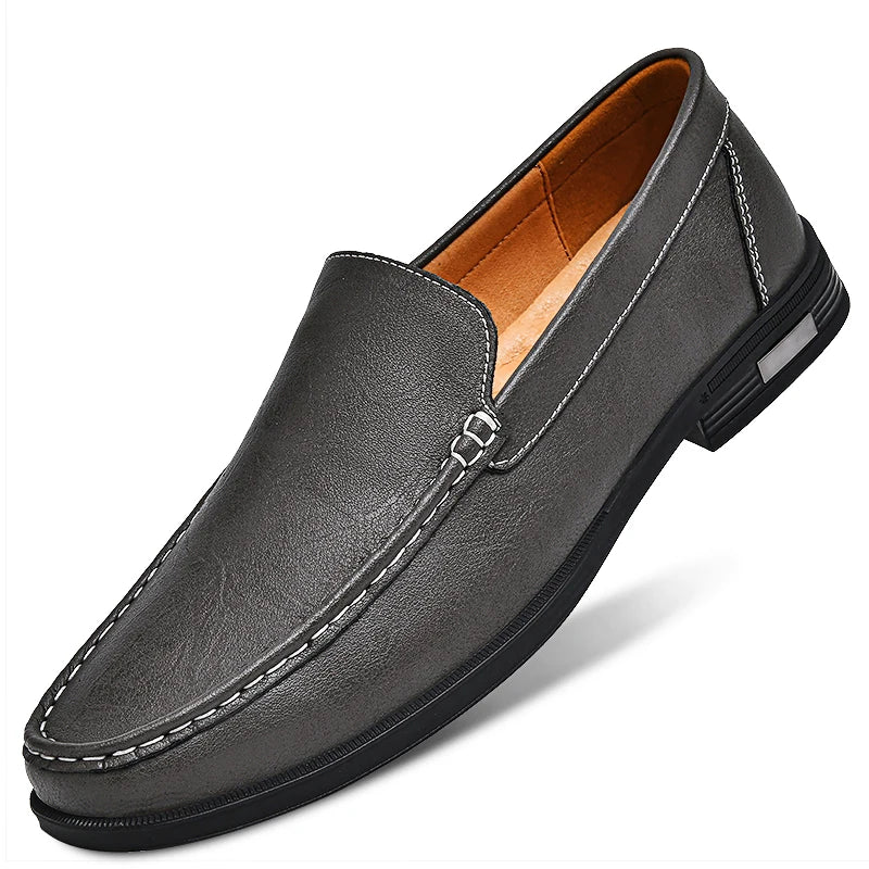Genuine Leather Men's Retro Shoes Office Formal Slip-on Moccasins for Wedding Parties Breathable Mesh Lazy Loafers Driver Shoes - Acros