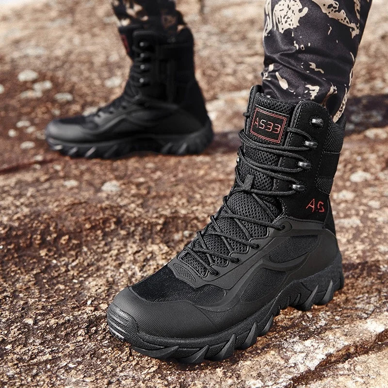 Men's Waterproof Tactical Boots by Manufacturer Breathable High School Outdoor Shoes Desert Hiking Leather Boots OEM Support - Acros
