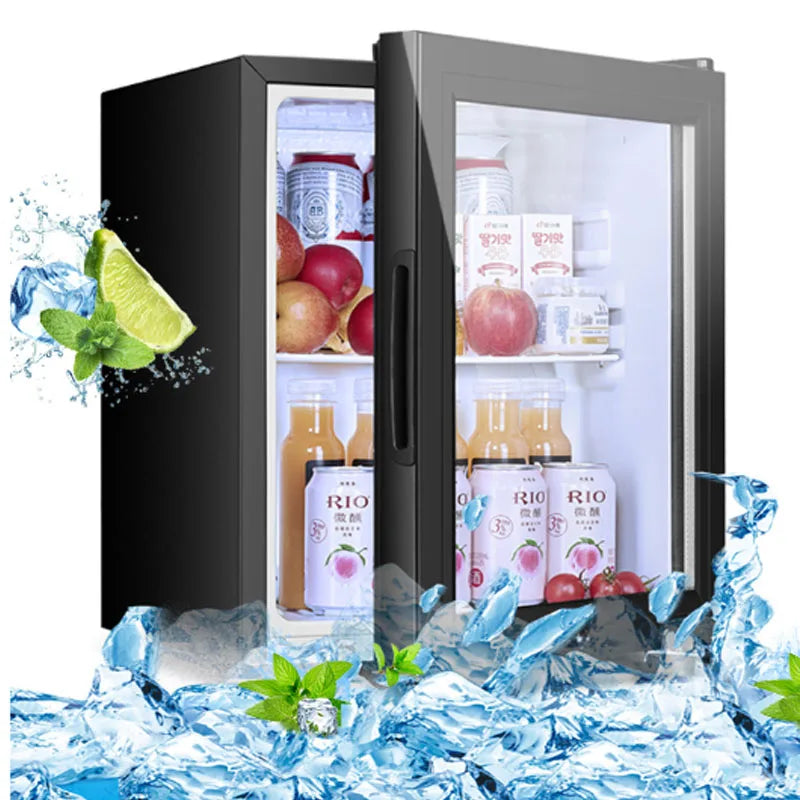 Ansoff 60L ice bar freezer and small wine fridge with red finish, single door, ideal for family living room storage.
