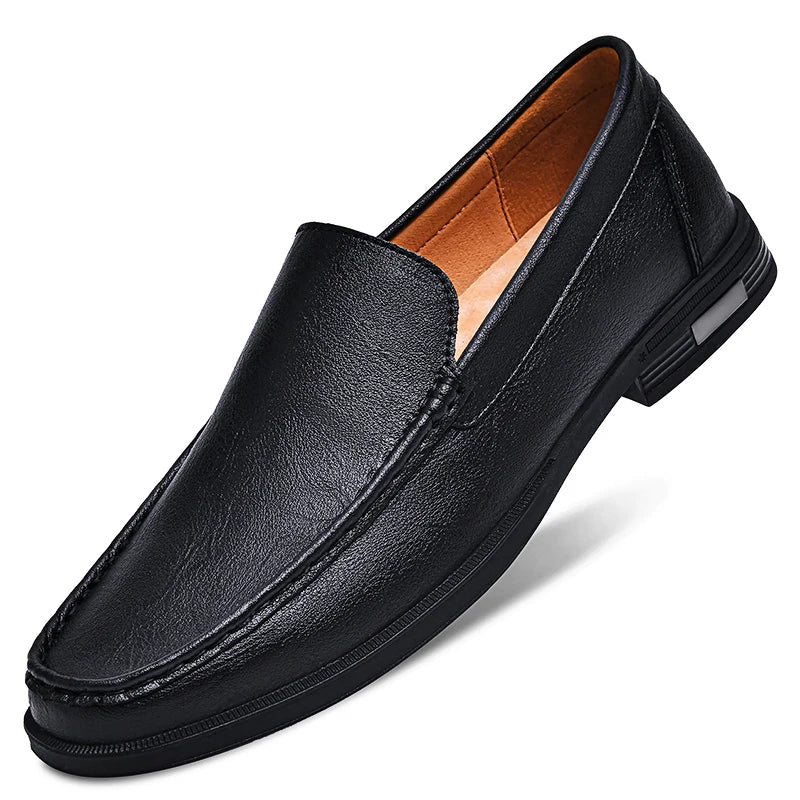 Genuine Leather Men's Retro Shoes Office Formal Slip-on Moccasins for Wedding Parties Breathable Mesh Lazy Loafers Driver Shoes - Acros