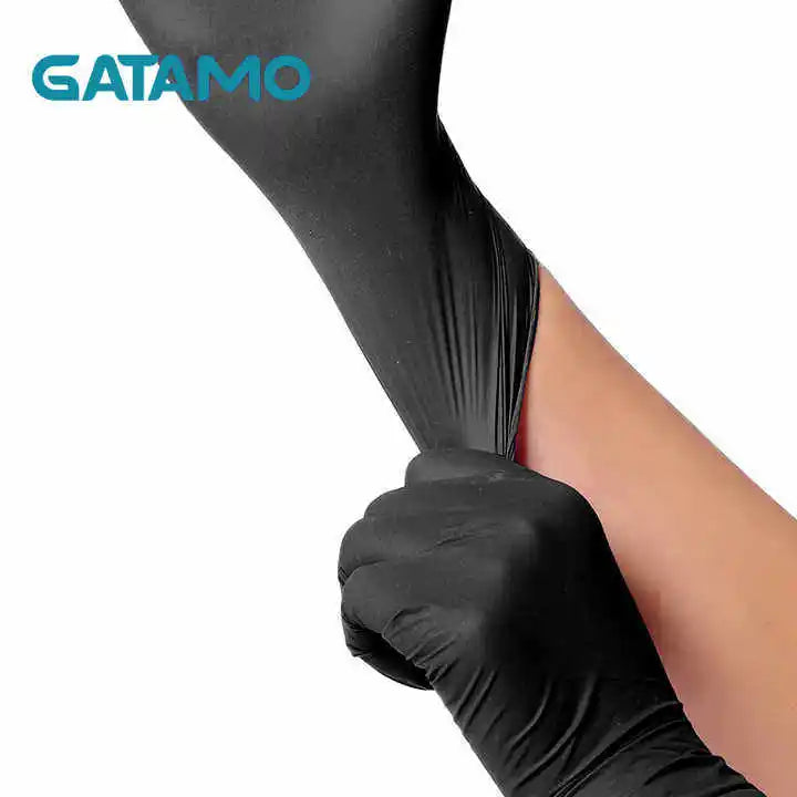 SN038  Cheap Food Grade Bulk Disposable Nitrile Gloves Powder Free Beauty Kitchen Black Tattoo Examination Nitrile Gloves - Acros