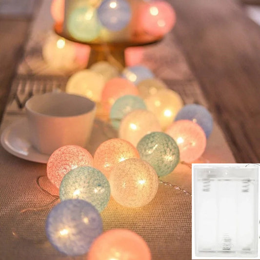 Ansoff LED string lights with cotton thread balls, colorful decorative lamps for parties, weddings, and Christmas home decor.