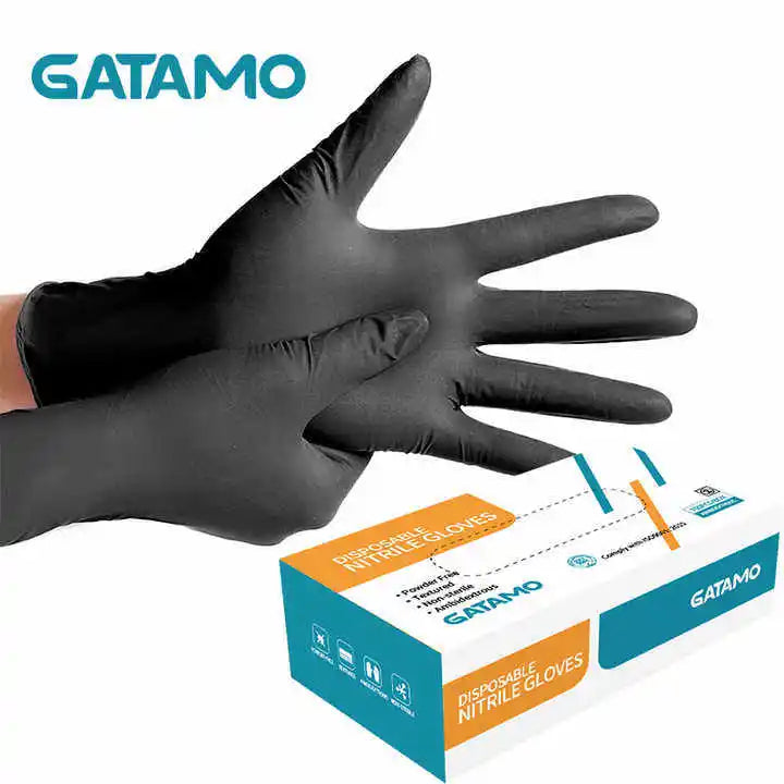 SN038  Cheap Food Grade Bulk Disposable Nitrile Gloves Powder Free Beauty Kitchen Black Tattoo Examination Nitrile Gloves - Acros