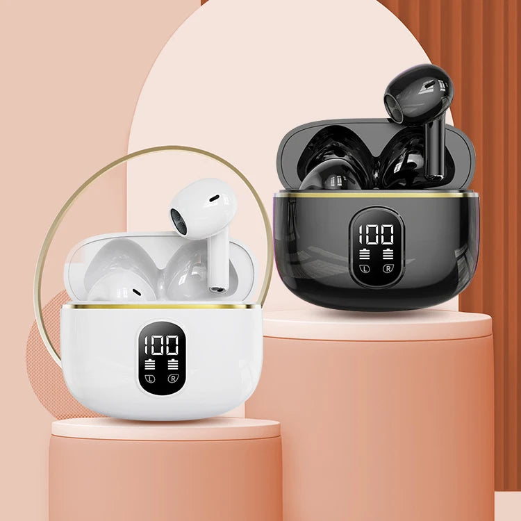 US Warehouse T02 Bt V5.3 EDR Wireless Earbuds Earphones Led Display Waterproof in Ear Noise Reduction Phone Eletronic Headphones - Acros