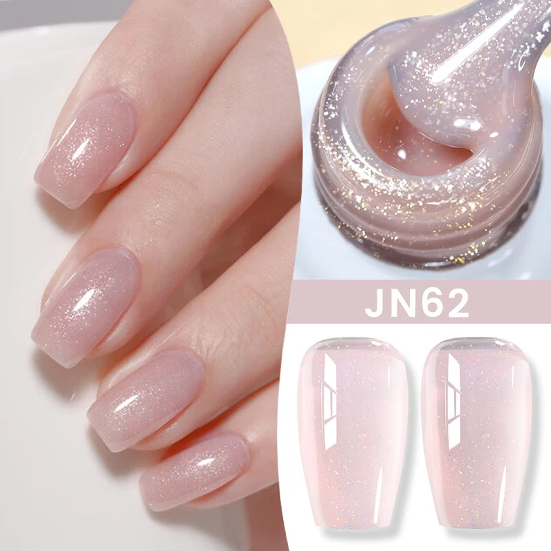 BORN PRETTY Jelly Nude Gel Nail Polish 10ml Light Pink Peach Translucent Color UV Light Cure Gel Varnish Nail Art DIY at Home - Acros