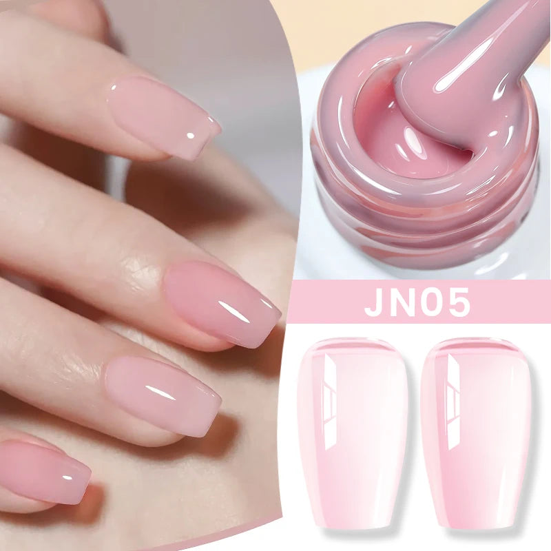 BORN PRETTY Jelly Nude Gel Nail Polish 10ml Light Pink Peach Translucent Color UV Light Cure Gel Varnish Nail Art DIY at Home - Acros