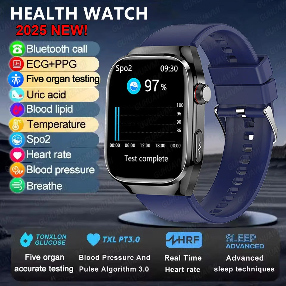 Ansoff 2025 new micro physical examination smart watch for men, showing health tracking features and Bluetooth call on a sleek black band.