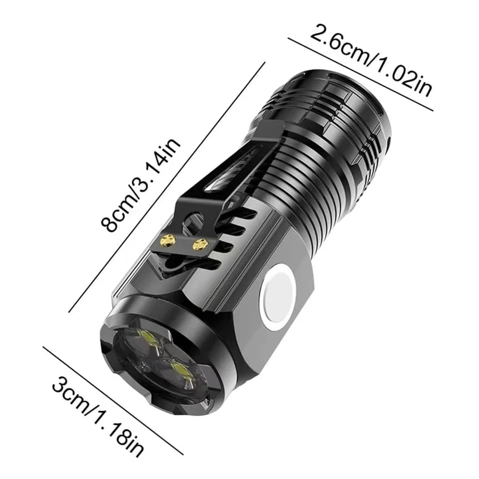 LED Strong Light Flashlight Rechargeable Multi functional for Long Range Portable Outdoor Home Mini Flashlight Cap Clip Light - Acros