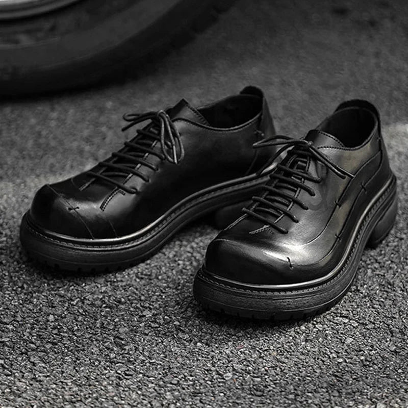 Men's 2026 Fashion Oxford shoes by Ansoff, brown and black business footwear with thick 2.5cm soles, available in plus sizes 45.