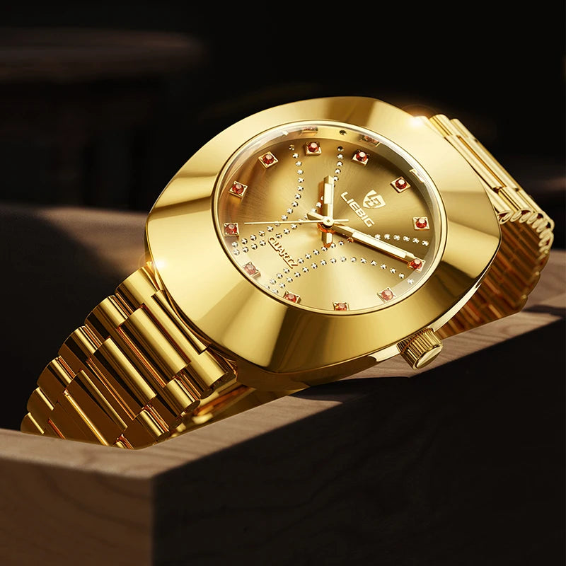 2023 Fashion watches For Men luxury golden Quartz Waterproof All-Steel Wristwatch Relogio Feminino Casual Male Clock L1021 - Acros
