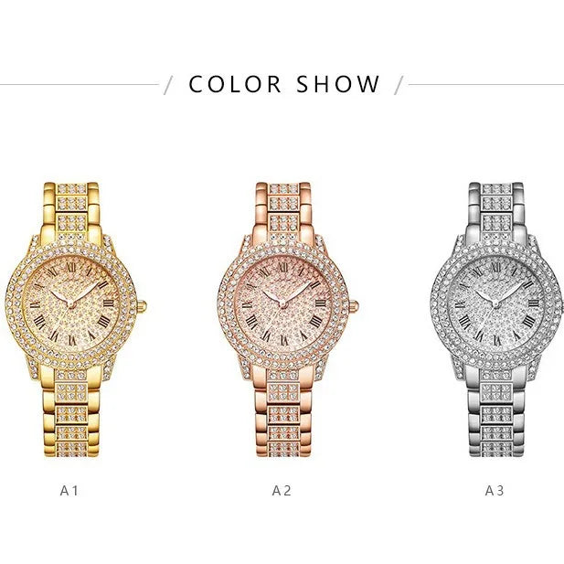 Women's Watches Fashion Original Quartz Wrist Watch for Ladies Roman Dial Dazzling Diamond Waterproof Luminous Luxury New - Acros