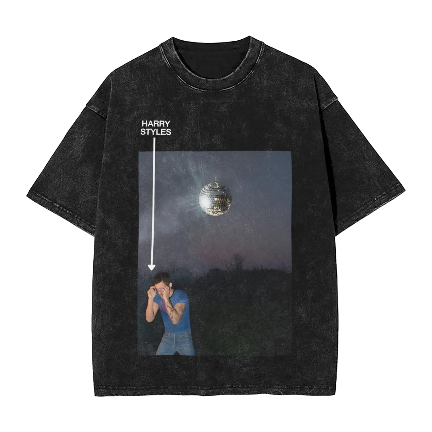 Ansoff washed Harry Styles Kiss All The Time disco T-shirt featuring short sleeves and streetwear style for men and women.