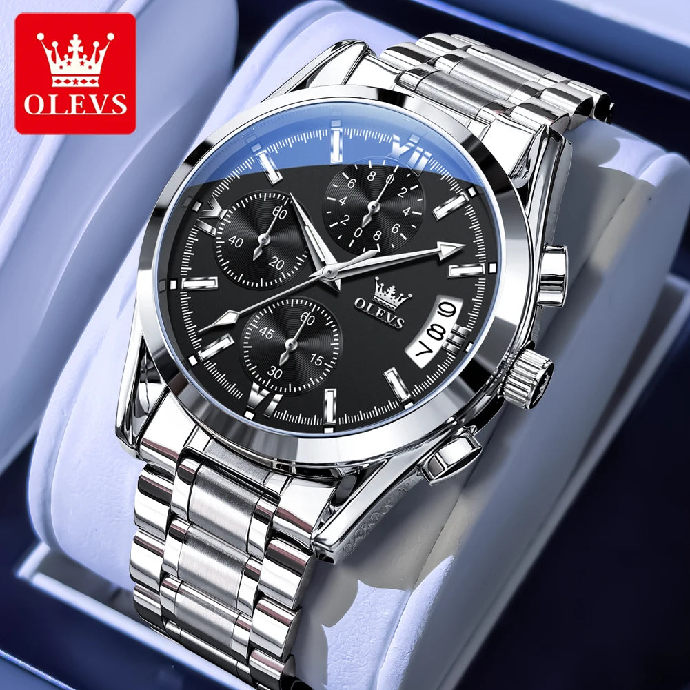 OLEVS 2987 Watches For Man Multifunctional Chronograph Quartz Watch Waterproof Luminous Watches Original Business Brand Reloj - Acros