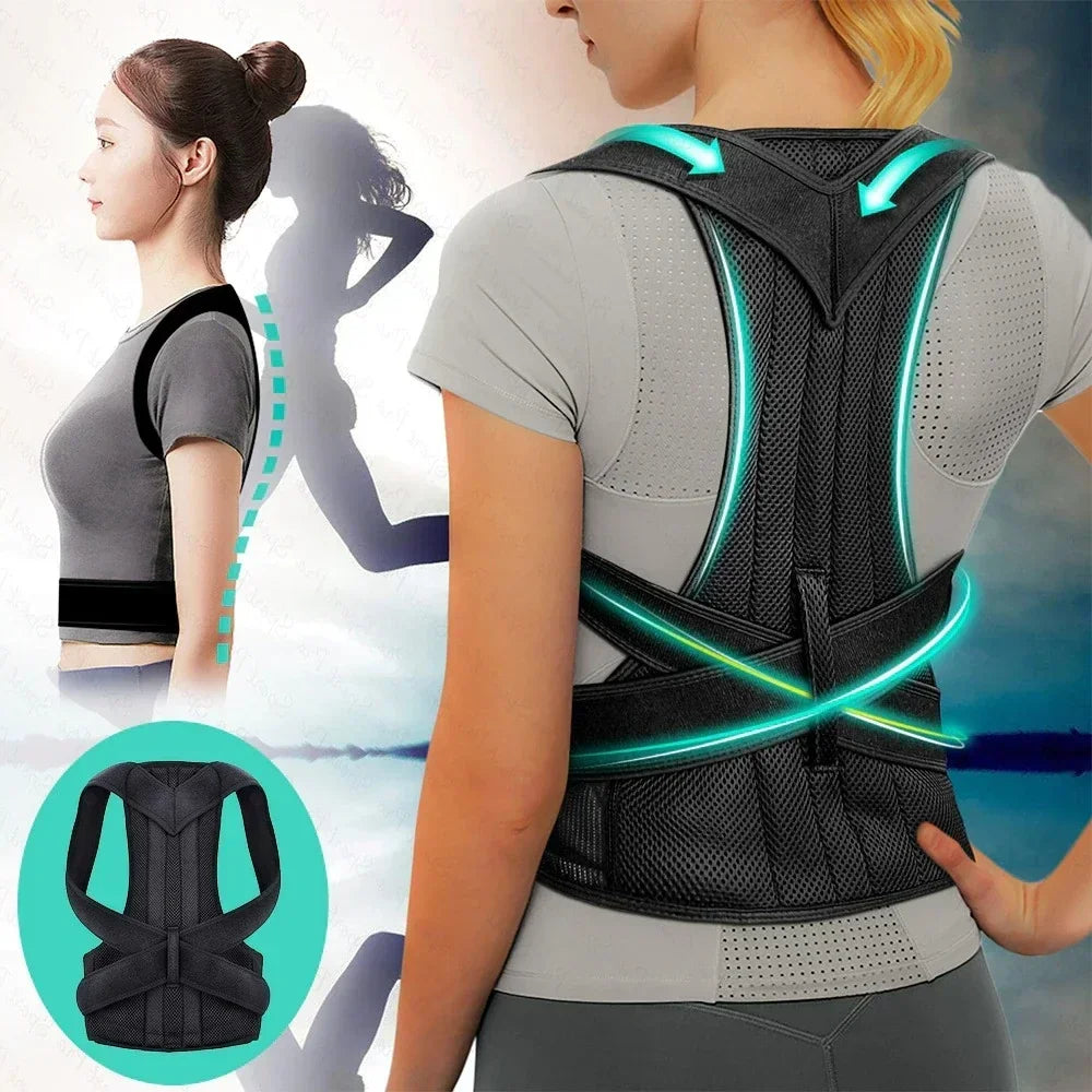 Reinforced Belt Lumbar Column Posture Corrector Vest  Adjustable Back Support Strap Shoulder Spine Brace Neck Stretcher Trainer - Acros