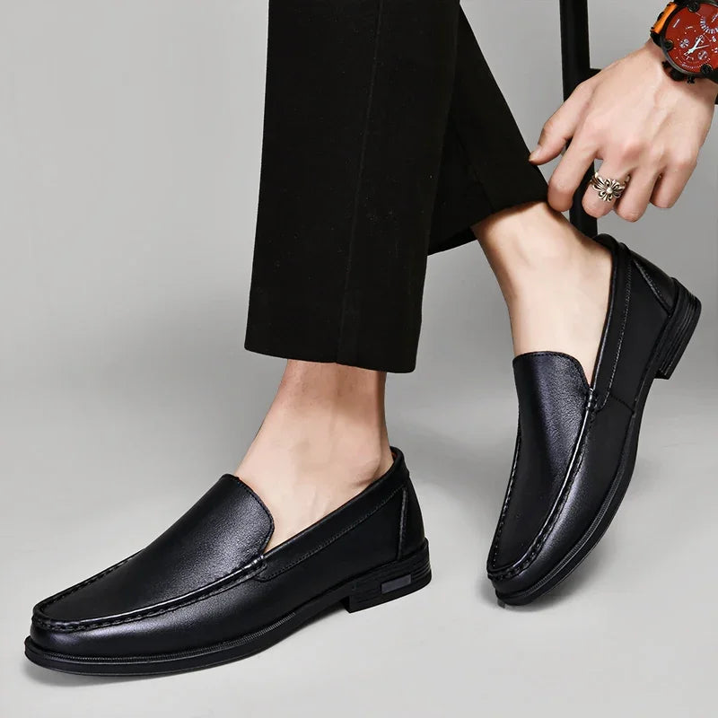 Male Comfy Walking Shoe Genuine Leather Slip on Mens Loafers New Trend Casual Shoes Men Designer Moccasins Hot Sale Drive Shoes - Acros