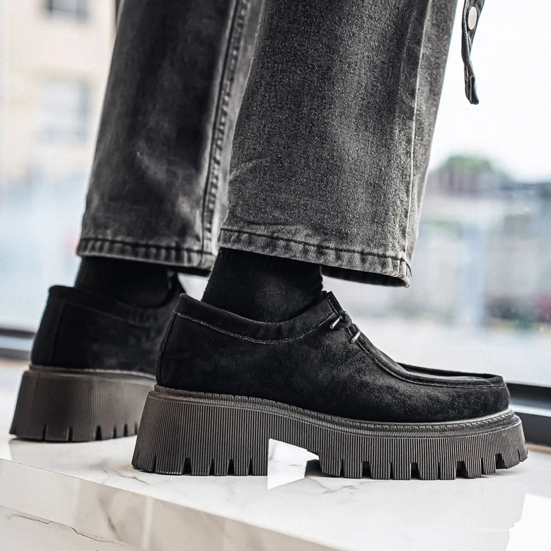 Men's Shoes 2025 Autumn New Style High-heel Thick-soled Loafers, Durable and Retro Casual Shoes, Everyday Street Trend Sneakers - Acros
