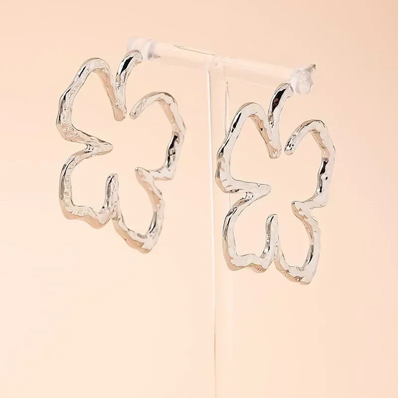 Vintage Geometry Irregular Eardrop Personality Asymmetry Dripping Oil Earrings for Women Fashion Daily Commuting Jewelry Gifts - Acros