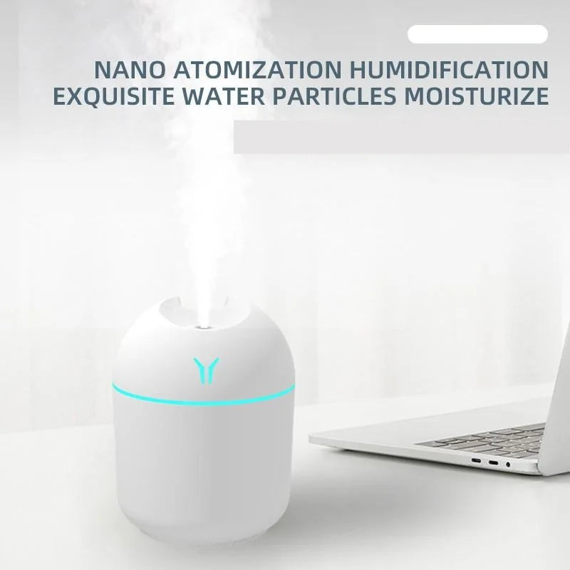 Ansoff 250ML USB Mini Air Humidifier and Essential Oil Diffuser with LED color lamp, ultrasonic mist maker for home or car use