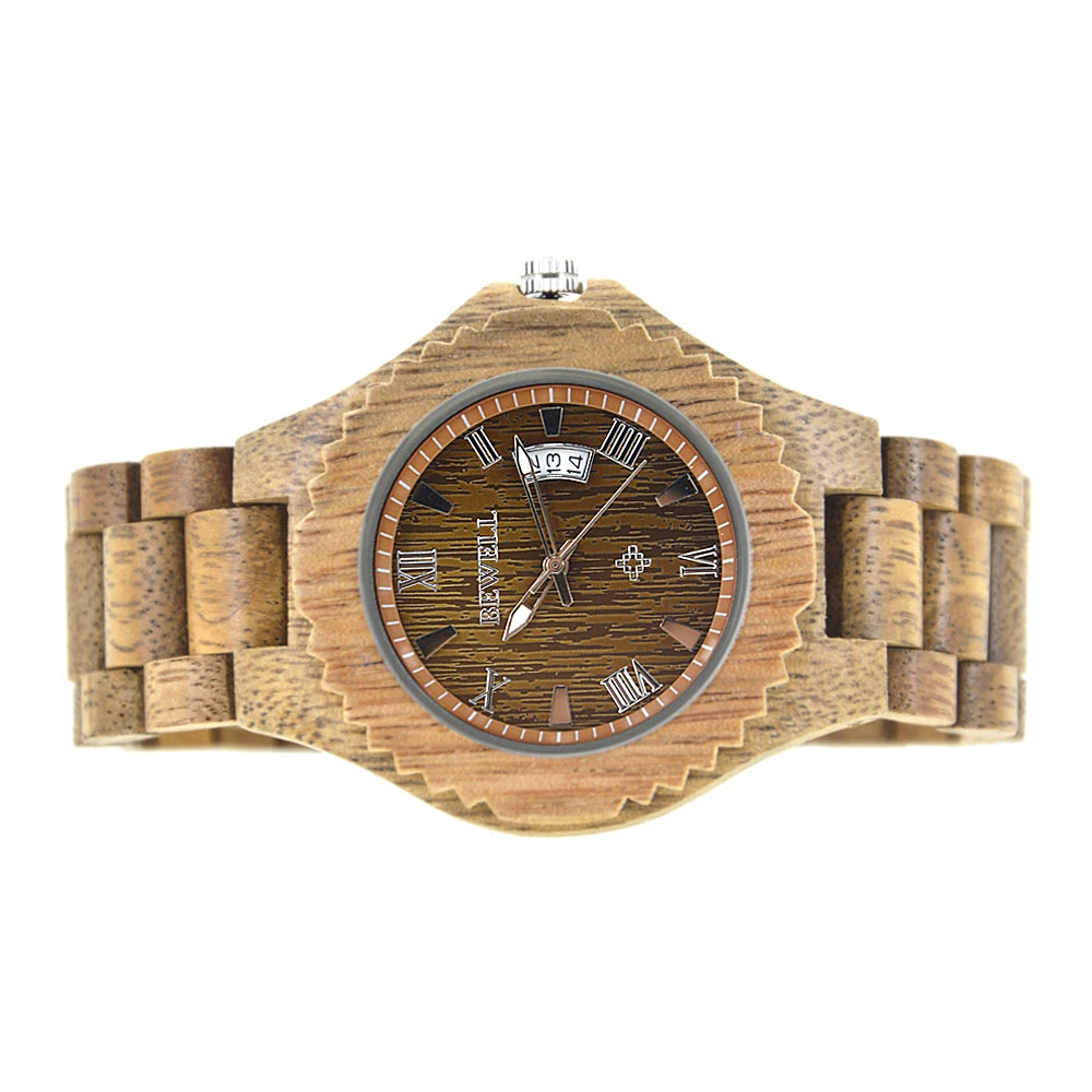 Wooden Watches for Men, Japanese Quartz Movement, Stylish Exotic Wrist Watch with Stainless Steel Buckle, Adjustable Straps - Acros