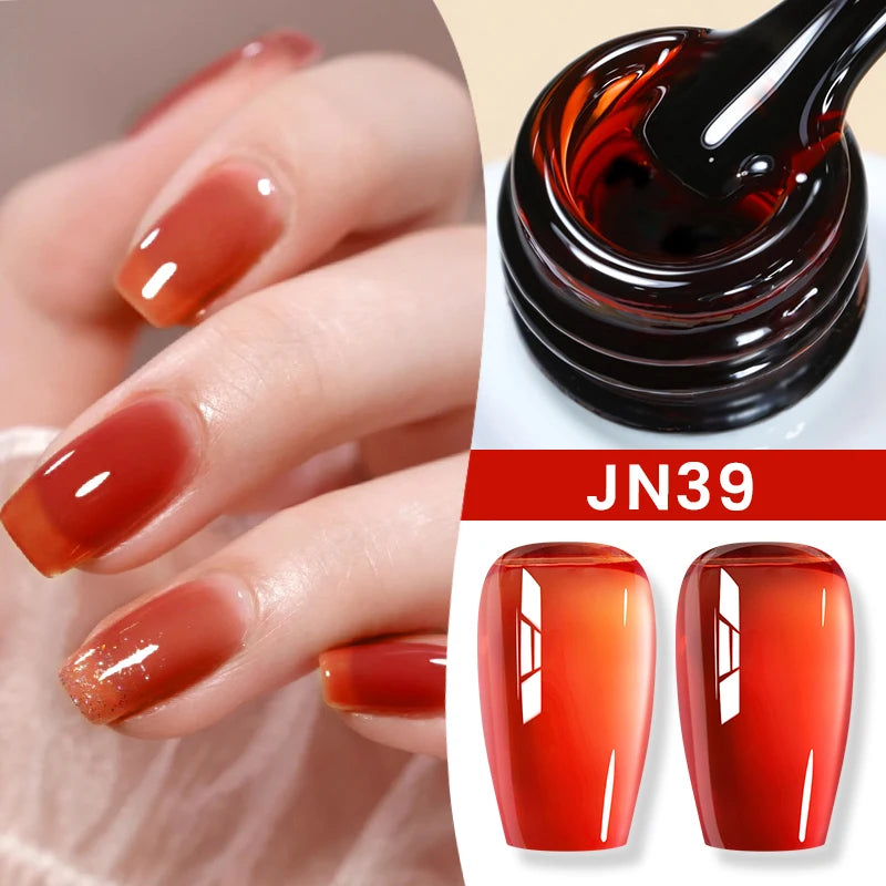 BORN PRETTY Jelly Nude Gel Nail Polish 10ml Light Pink Peach Translucent Color UV Light Cure Gel Varnish Nail Art DIY at Home - Acros