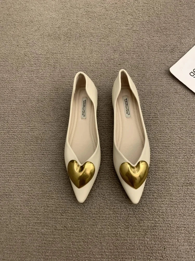 Ansoff women's black flat-bottomed single shoes with soft soles, stylish French design for spring, autumn, winter, comfortable for commuting