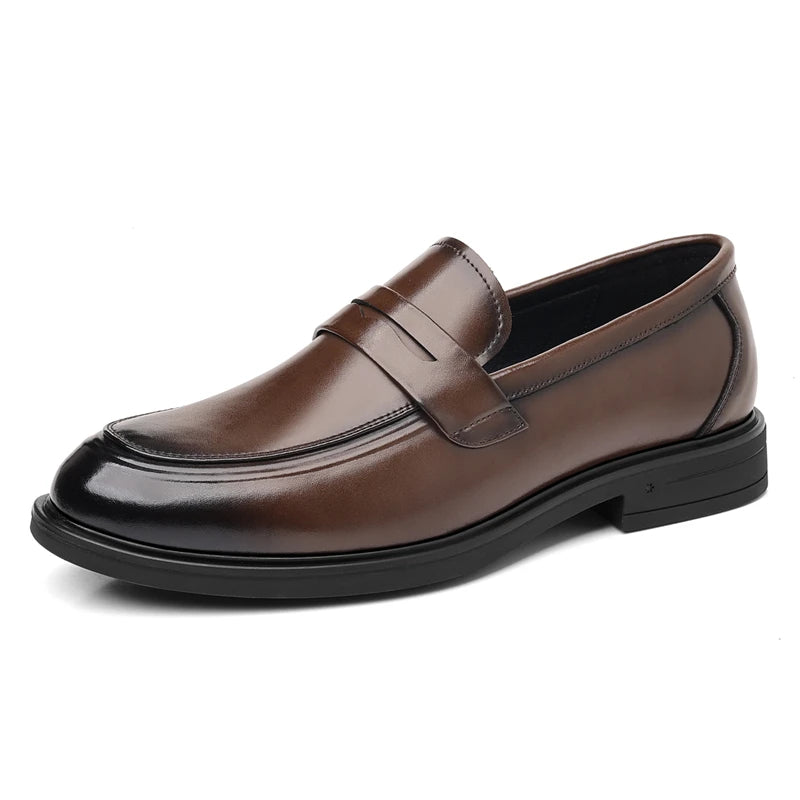 Men's Formal Leather Loafers Italian Style Slip-on  Stylish Elegant Business Shoes Comfortable Lightweight Office Dress Shoes - Acros