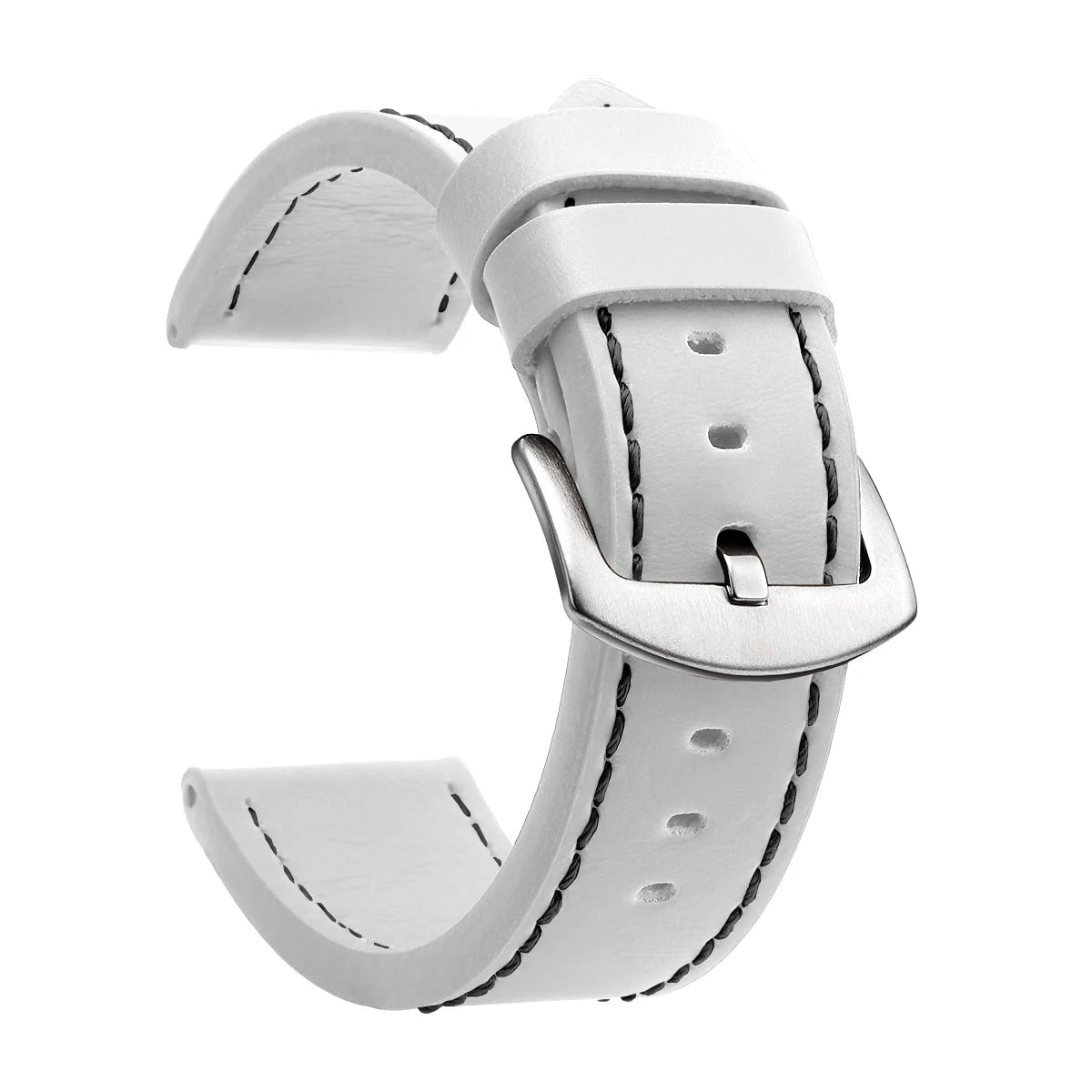 Ansoff vintage leather watch band with stainless steel buckle, compatible with 18mm to 24mm watch straps, sport style.