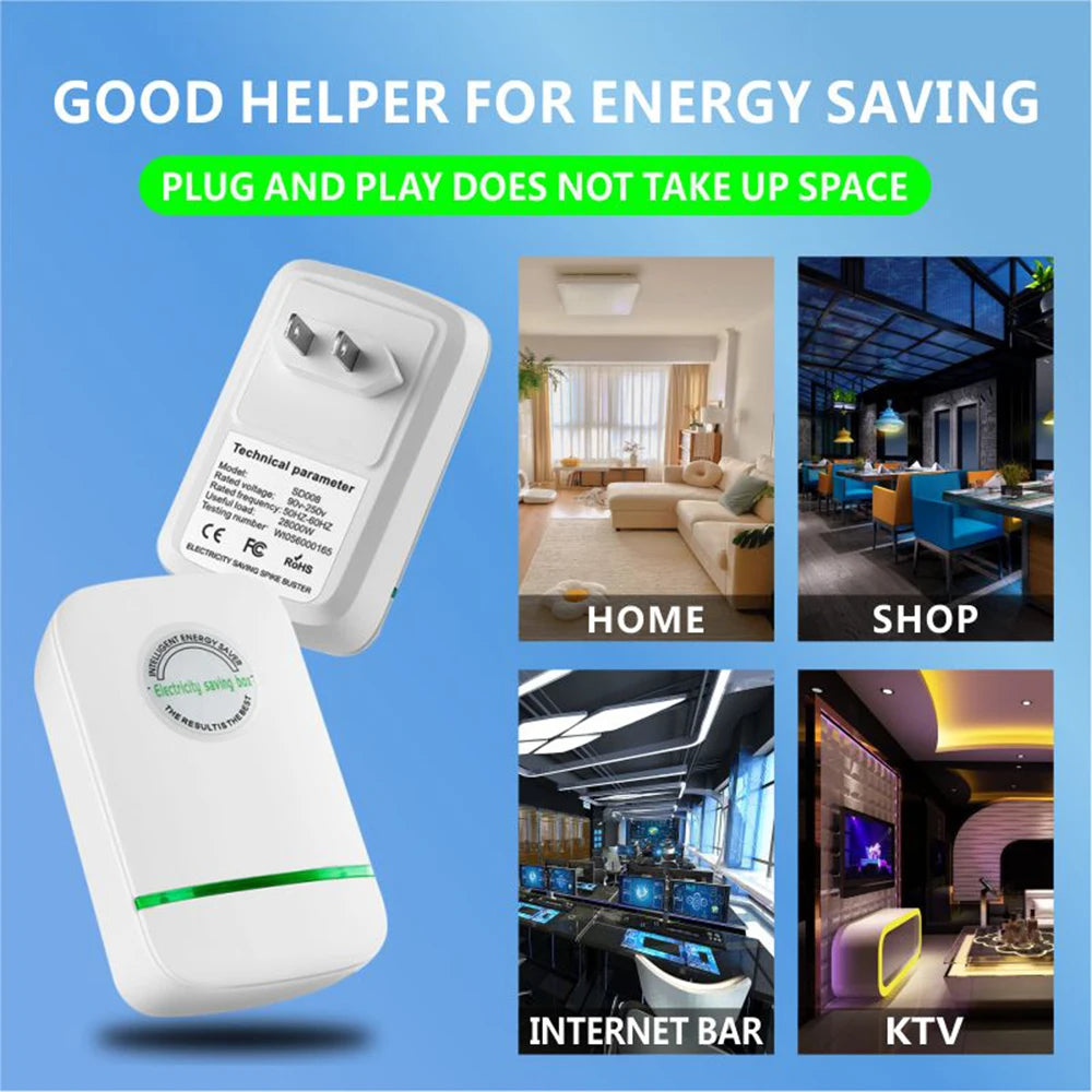 Pro Power Save Electricity Energy Saver 90V-250V Home Office Electricity Saving Box US/EU/UK Plug Stable Voltage Power Saver - Acros