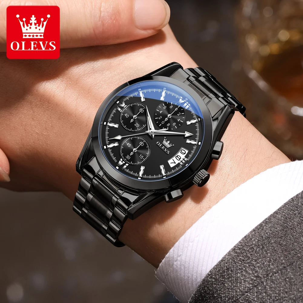 OLEVS 2987 Watches For Man Multifunctional Chronograph Quartz Watch Waterproof Luminous Watches Original Business Brand Reloj - Acros