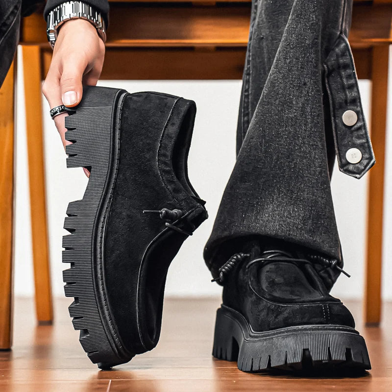 Men's Shoes 2025 Autumn New Style High-heel Thick-soled Loafers, Durable and Retro Casual Shoes, Everyday Street Trend Sneakers - Acros