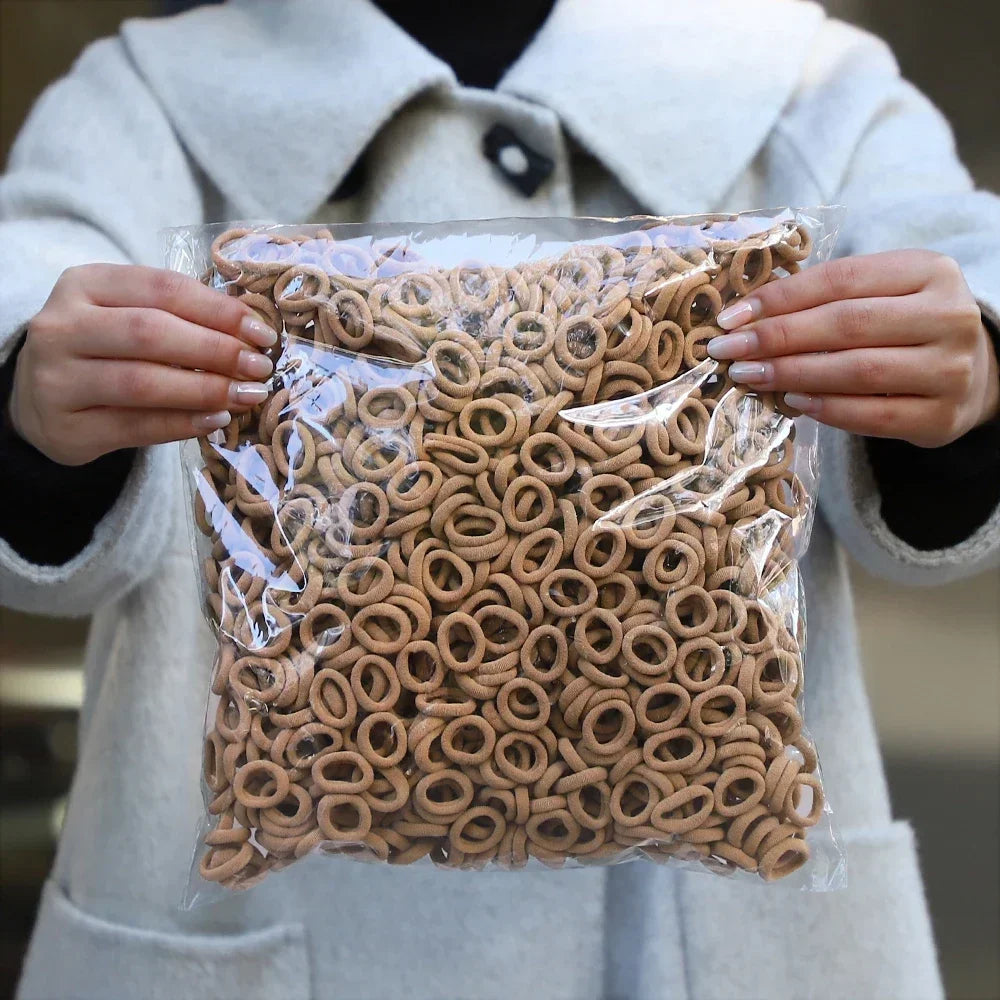 50Pcs/bag Colorful Basic Nylon Ealstic Hair Ties for Girls Ponytail Hold Scrunchie Rubber Band Kid Fashion Hair Accessories - Acros