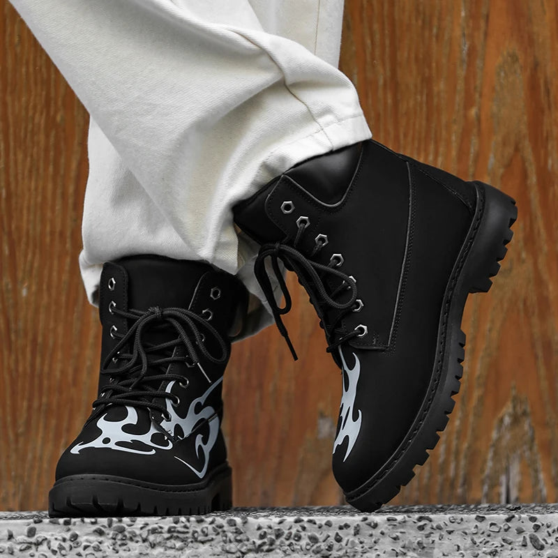 Ansoff men's motorcycle leather ankle boots with a high-quality British style design, unisex and stylish for casual wear.